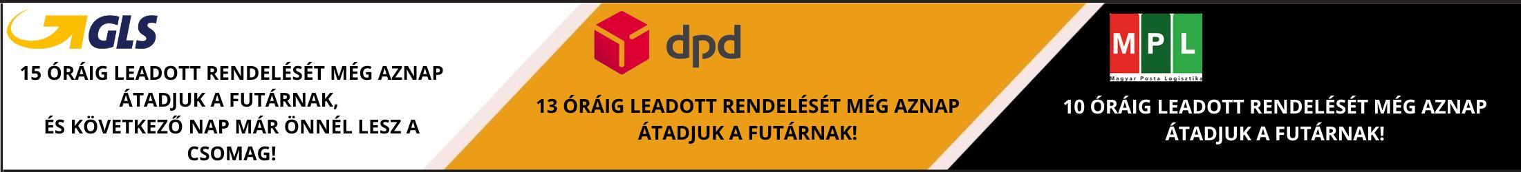  A 15 óra után leadott rendelést még aznap átadjuk a futárnak és a következő munkanap már Önnél lesz a csomag.